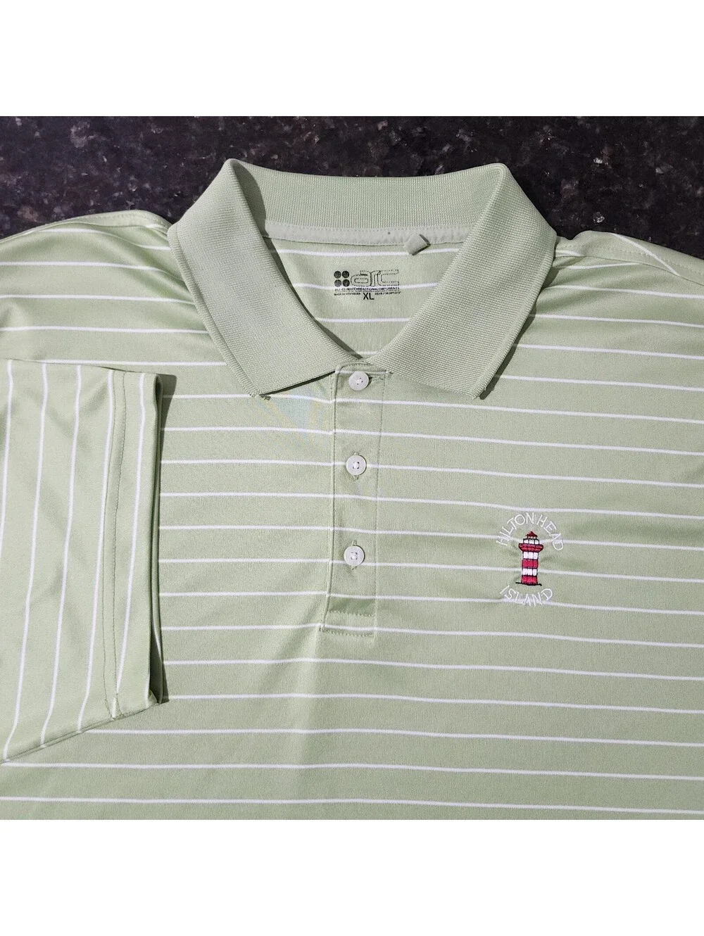 Hilton Head Harbour Town Golf Stretch Performance Polo Striped Preppy Mens XL